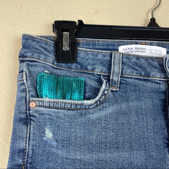 Zara Basic sequin pocket skinny jeans US 4 - Picture 3 of 5